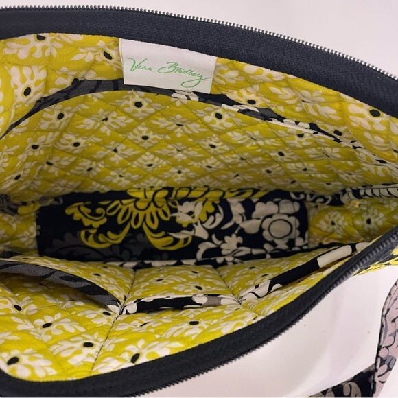 Vera Bradley Black with Grey, White, & Yellow Floral Quilted Crossbody Purse - Picture 5 of 8